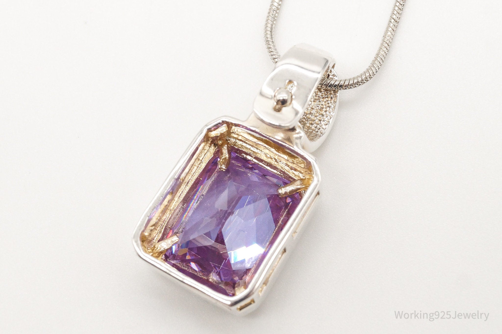 Vintage Large Purple Cubic Zirconia Sterling Silver Necklace | Jewelry > Necklaces > Pendants | Wiccan Center
