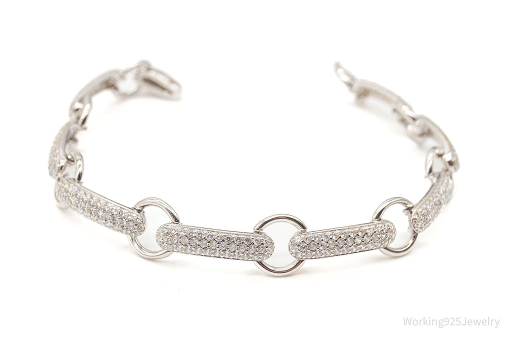 Vintage Designer Cubic Zirconia Open Link Sterling Silver Bracelet | Jewelry > Bracelets | Wiccan Center