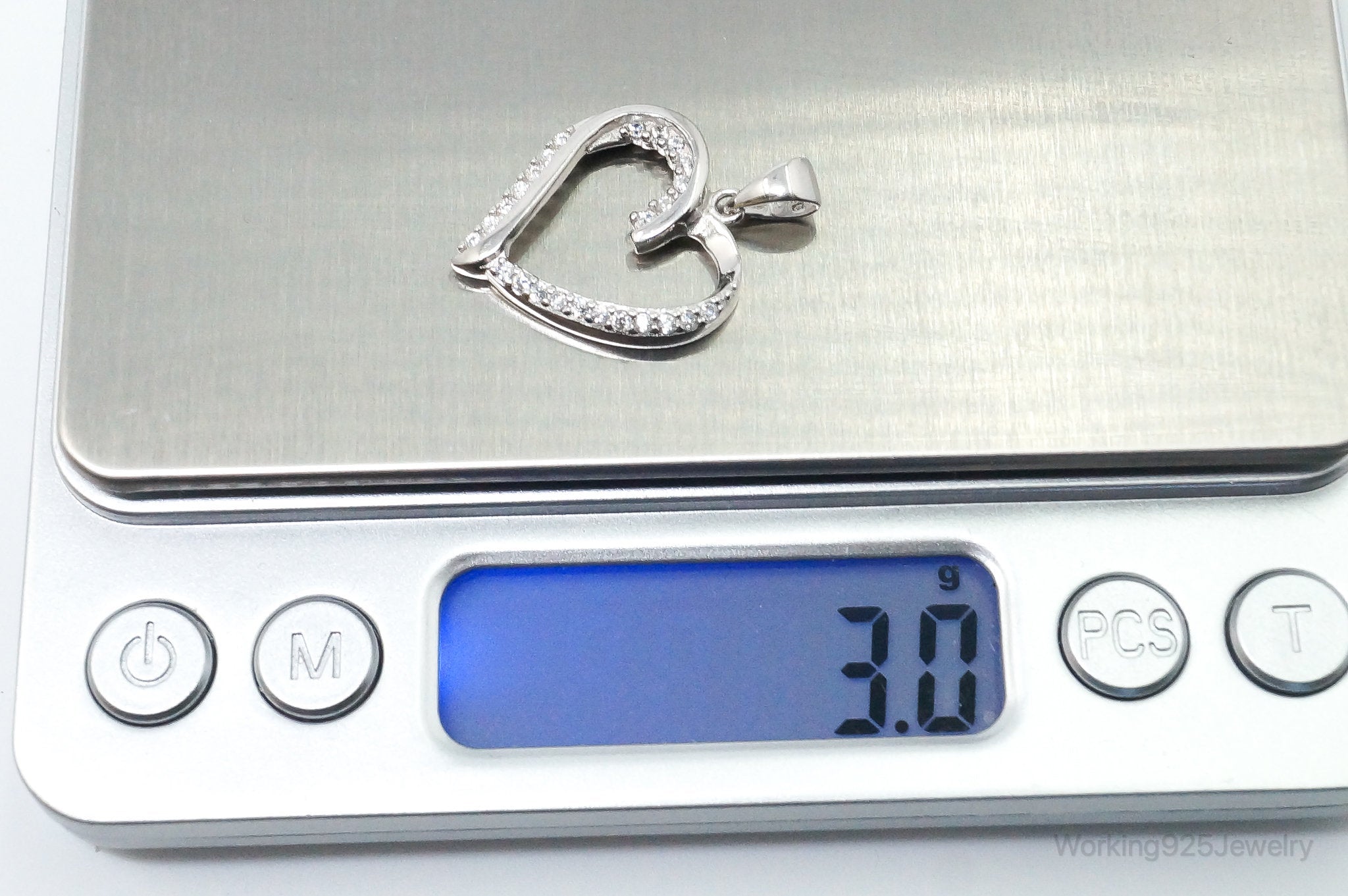 Vintage Open Heart Cubic Zirconia Accented Sterling Silver Pendant | Jewelry > Necklaces > Pendants | Wiccan Center