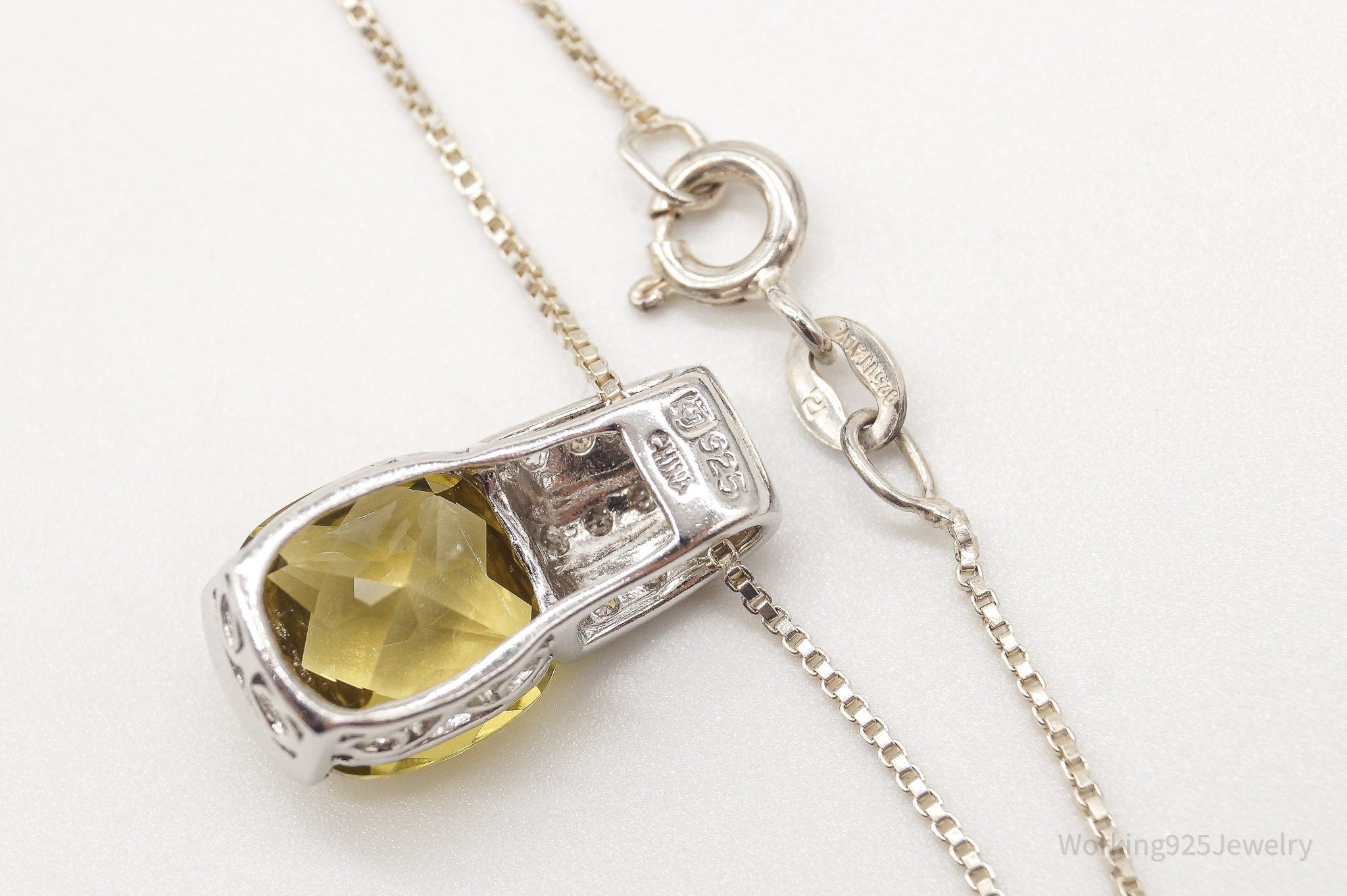 Vintage Designer Yellow & White Cubic Zirconia Sterling Silver Necklace | Jewelry > Necklaces > Pendants | Wiccan Center