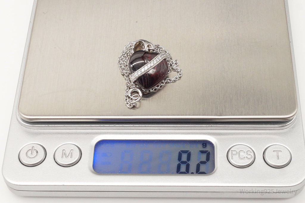 Vintage Designer RP Cubic Zirconia Glass Heart Sterling Silver Necklace | Jewelry > Necklaces > Pendants | Wiccan Center