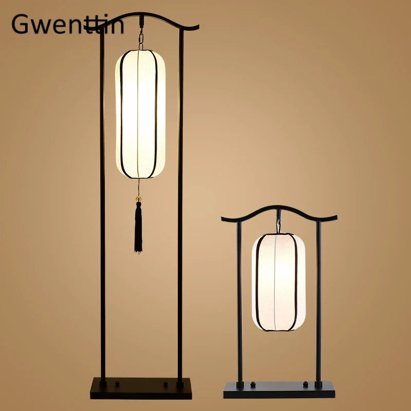 Chinese Classical Lantern Floor Lamps Fabric Standing Lights Living Room Bedroom Bedside Lighting Fixtures Luminaire Home Decor | Lighting | Wiccan Center
