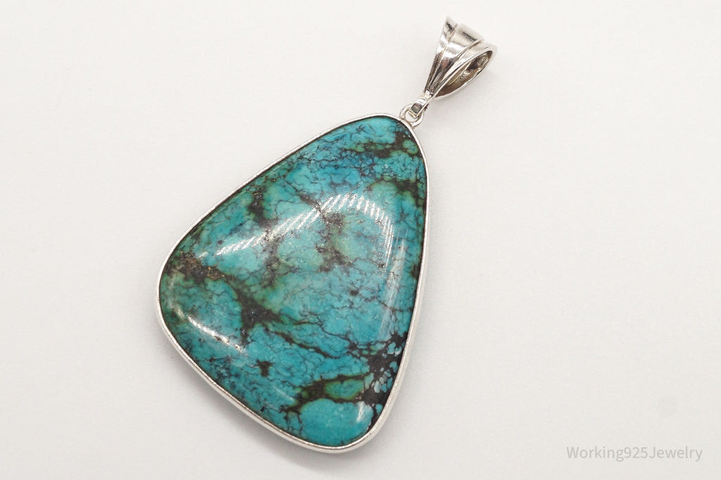 Vintage Large Turquoise Sterling Silver Necklace Pendant | Jewelry > Necklaces > Pendants | Wiccan Center