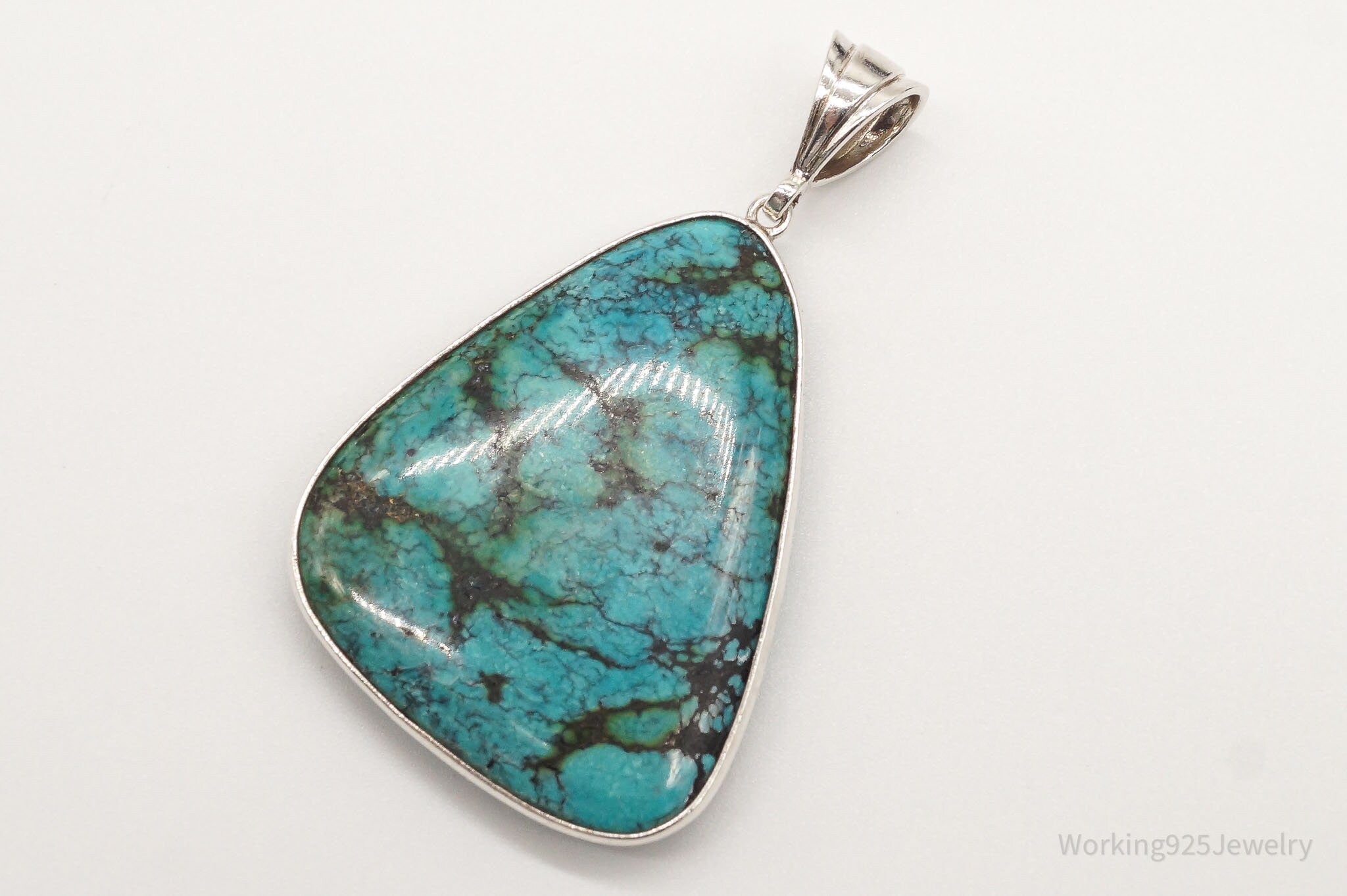 Vintage Large Turquoise Sterling Silver Necklace Pendant | Jewelry > Necklaces > Pendants | Wiccan Center