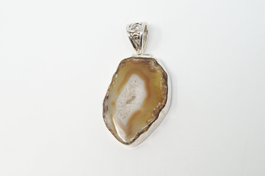 Vintage Brown Crazy Lace Agate Sterling Silver Necklace Pendant | Jewelry > Necklaces > Pendants | Wiccan Center
