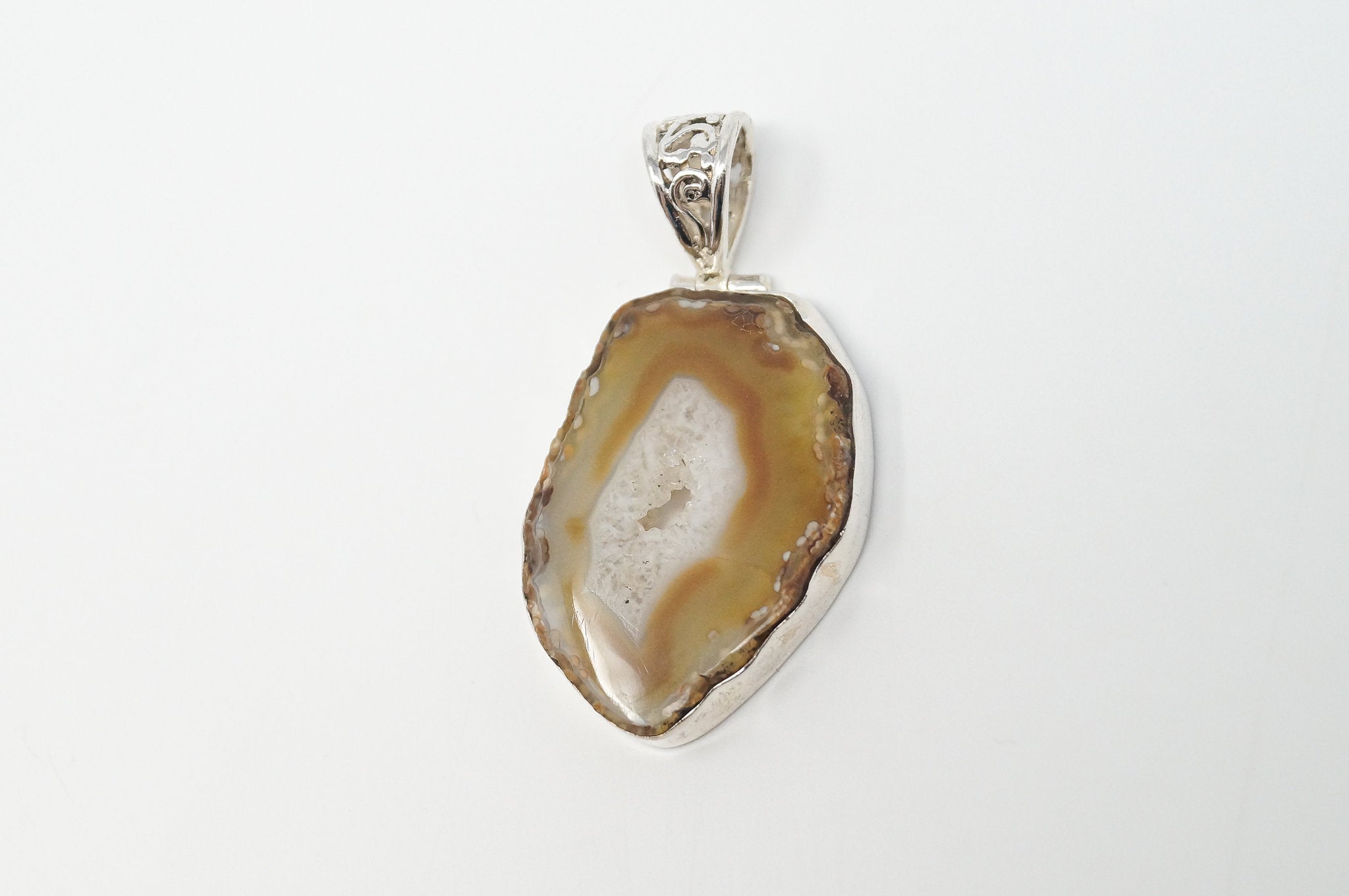 Vintage Brown Crazy Lace Agate Sterling Silver Necklace Pendant | Jewelry > Necklaces > Pendants | Wiccan Center