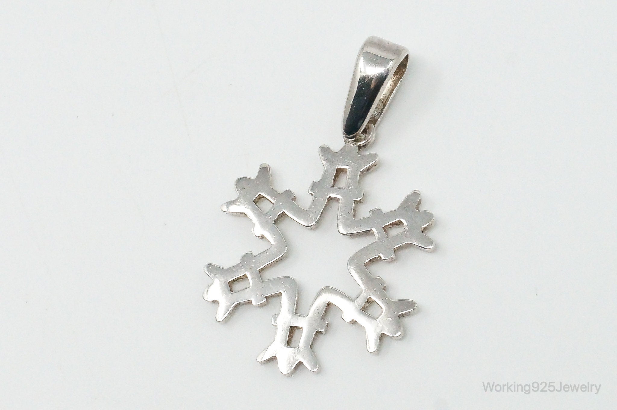 Large Vintage Mexico Snowflake Sterling Silver Pendant | Jewelry > Necklaces > Pendants | Wiccan Center