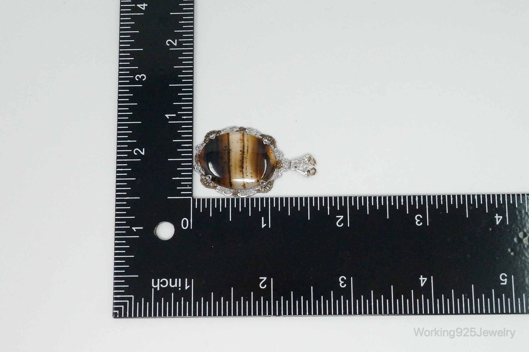 Antique Large Montana Agate Sterling Silver Necklace Pendant | Jewelry > Necklaces > Pendants | Wiccan Center