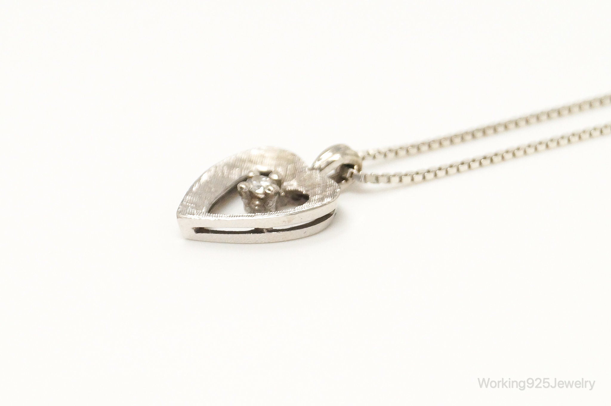 Vintage Diamond Heart Sterling Silver Necklace | Jewelry > Necklaces > Pendants | Wiccan Center