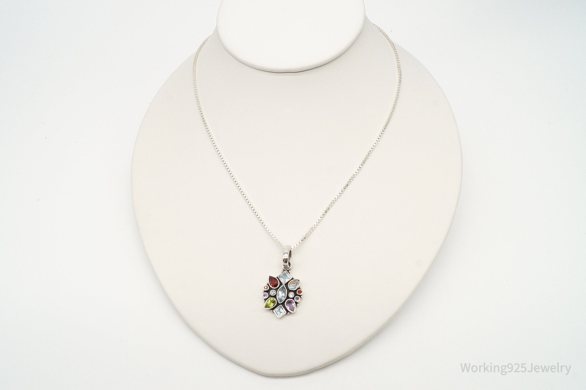 Vintage Multi Gemstone Sterling Silver Necklace | Jewelry > Necklaces > Pendants | Wiccan Center