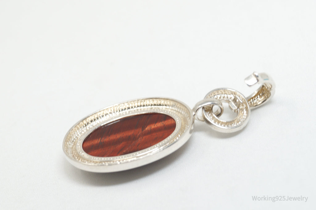 Vintage Designer Whitney Kelly Red Tigers Eye Sterling Silver Necklace Pendant | Jewelry > Necklaces > Pendants | Wiccan Center