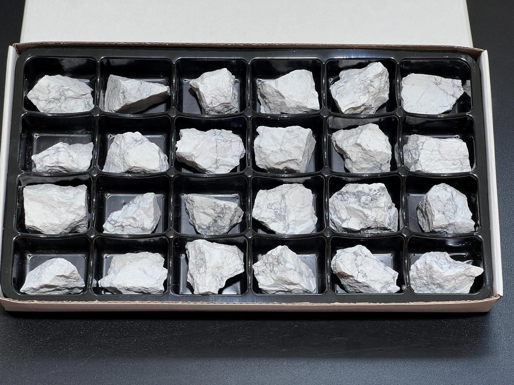 White Howlite Rough Raw Stones (24 Pcs) Boxed Flat | Home & Living > Home Decor > Home Accents > Rocks & Geodes | Wiccan Center