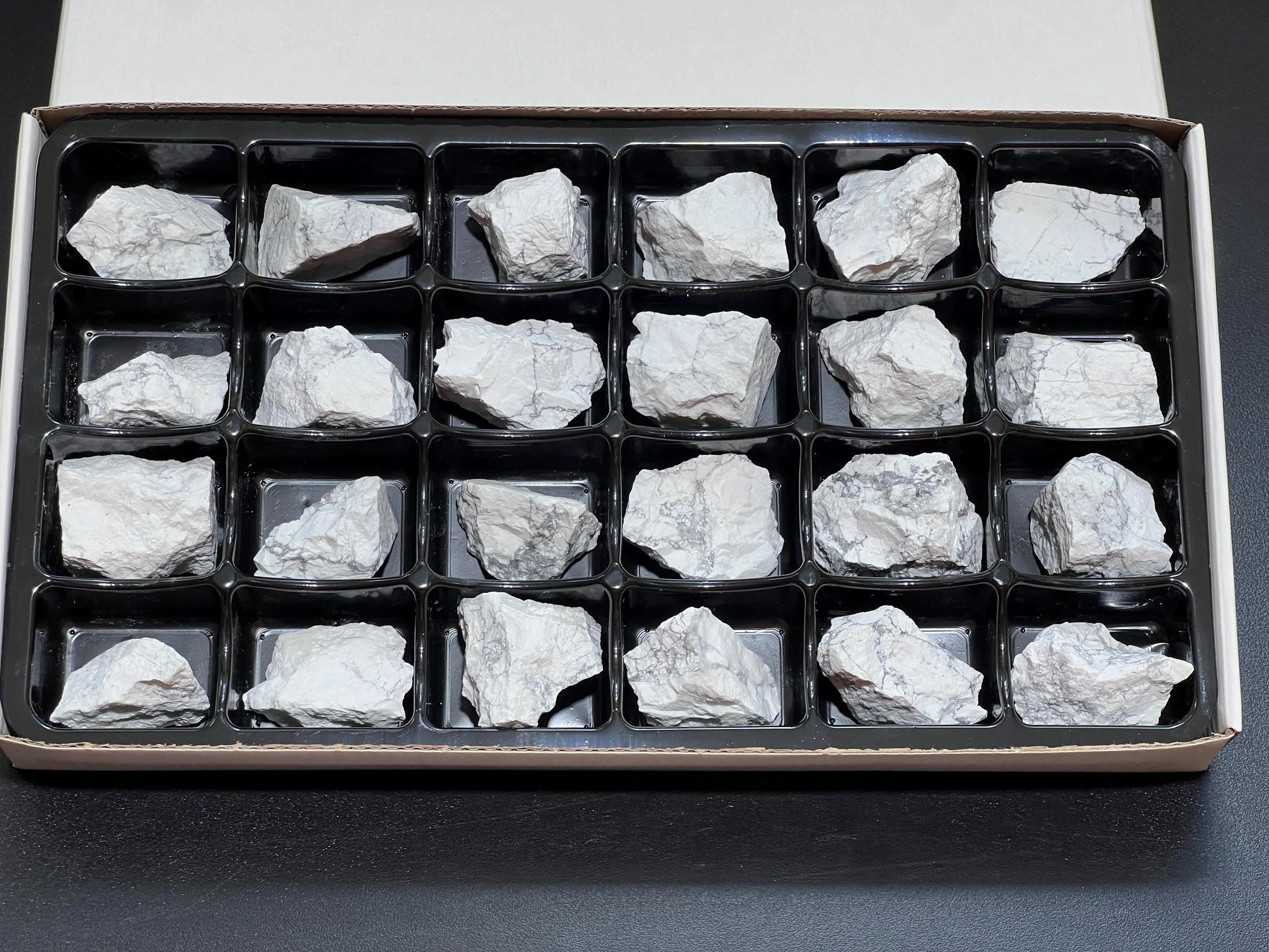 White Howlite Rough Raw Stones (24 Pcs) Boxed Flat | Home & Living > Home Decor > Home Accents > Rocks & Geodes | Wiccan Center