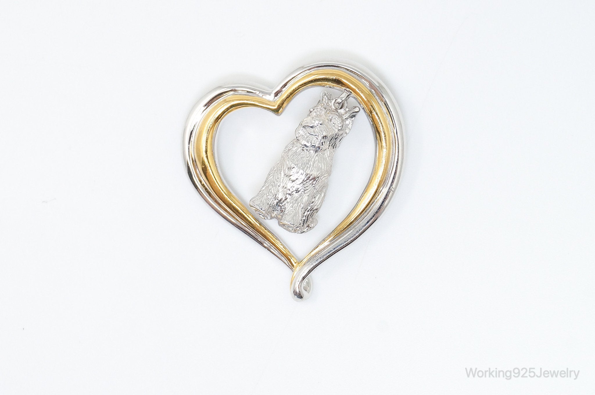 Designer BGE Gold Vermeil Schnauzer Heart Sterling Silver Pendant | Jewelry > Necklaces > Pendants | Wiccan Center