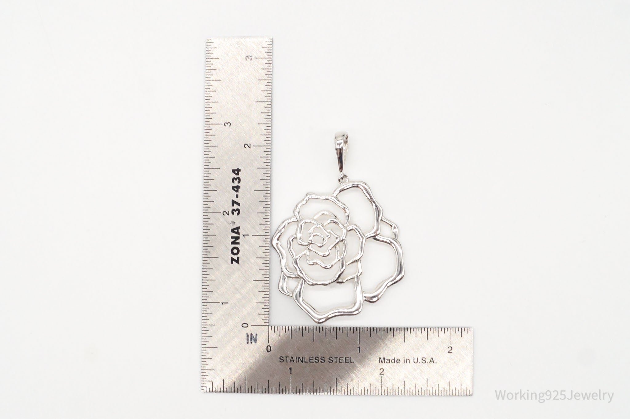 Large Vintage Designer JCM Jacmel Mauritius Sterling Silver Rose Pendant | Jewelry > Necklaces > Pendants | Wiccan Center