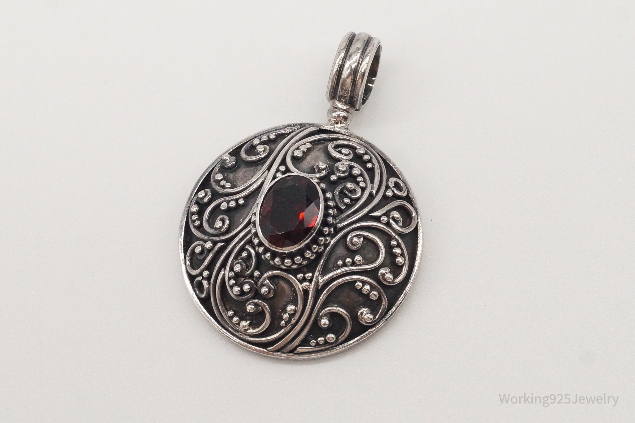 Large Designer BA Suarti Garnet Sterling Silver Pendant | Jewelry > Necklaces > Pendants | Wiccan Center