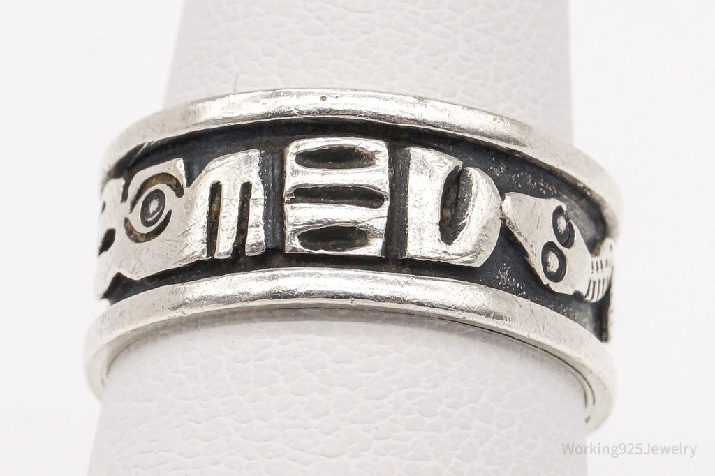 Vintage Tribal Symbols 950 Silver Band Ring - Size 6 | Jewelry > Rings | Wiccan Center