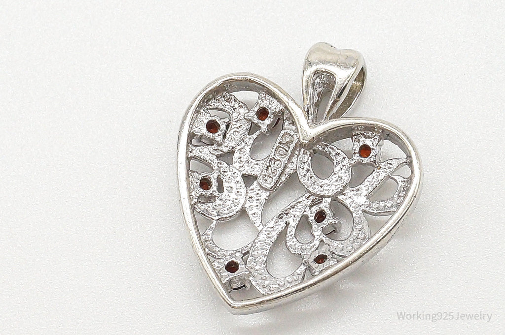 Vintage Designer CID Garnet Heart Sterling Silver Pendant | Jewelry > Necklaces > Pendants | Wiccan Center