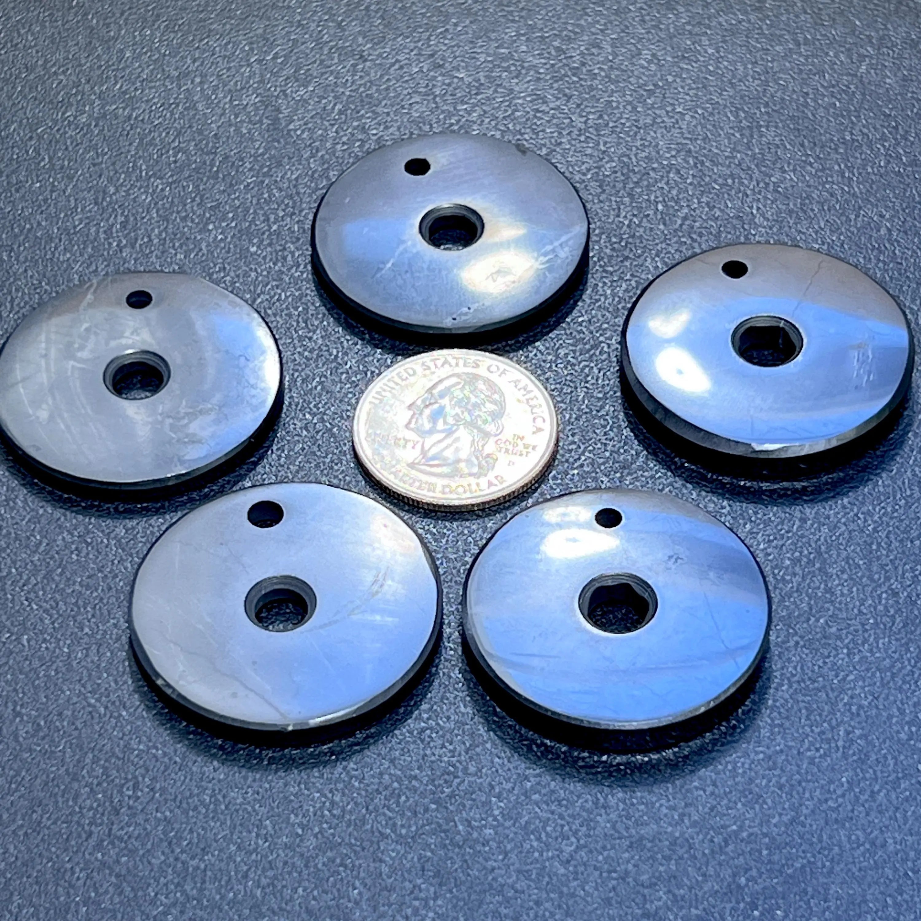 Black Shungite Circle Disc Beads Pendant Gemstone Jewelry Necklace Supply | Craft Supplies & Tools > Beads, Gems & Cabochons > Charms & Pendants > Pendants | Wiccan Center