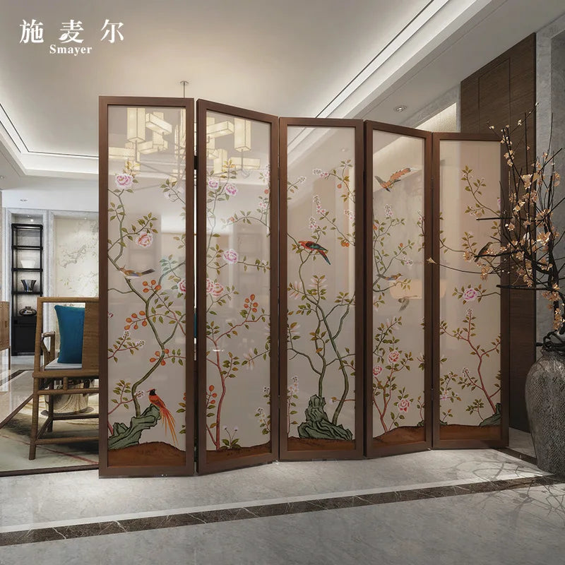 Solid Wood Chinese Folding Screen Partition – Traditional Room Divider