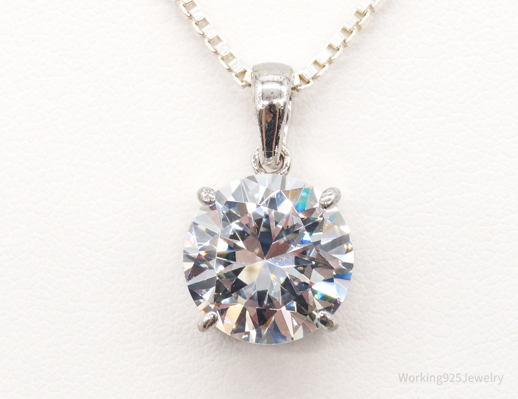 Vintage Large Cubic Zirconia Sterling Silver Necklace | Jewelry > Necklaces > Pendants | Wiccan Center