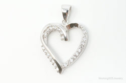 Vintage Open Heart Cubic Zirconia Accented Sterling Silver Pendant | Jewelry > Necklaces > Pendants | Wiccan Center