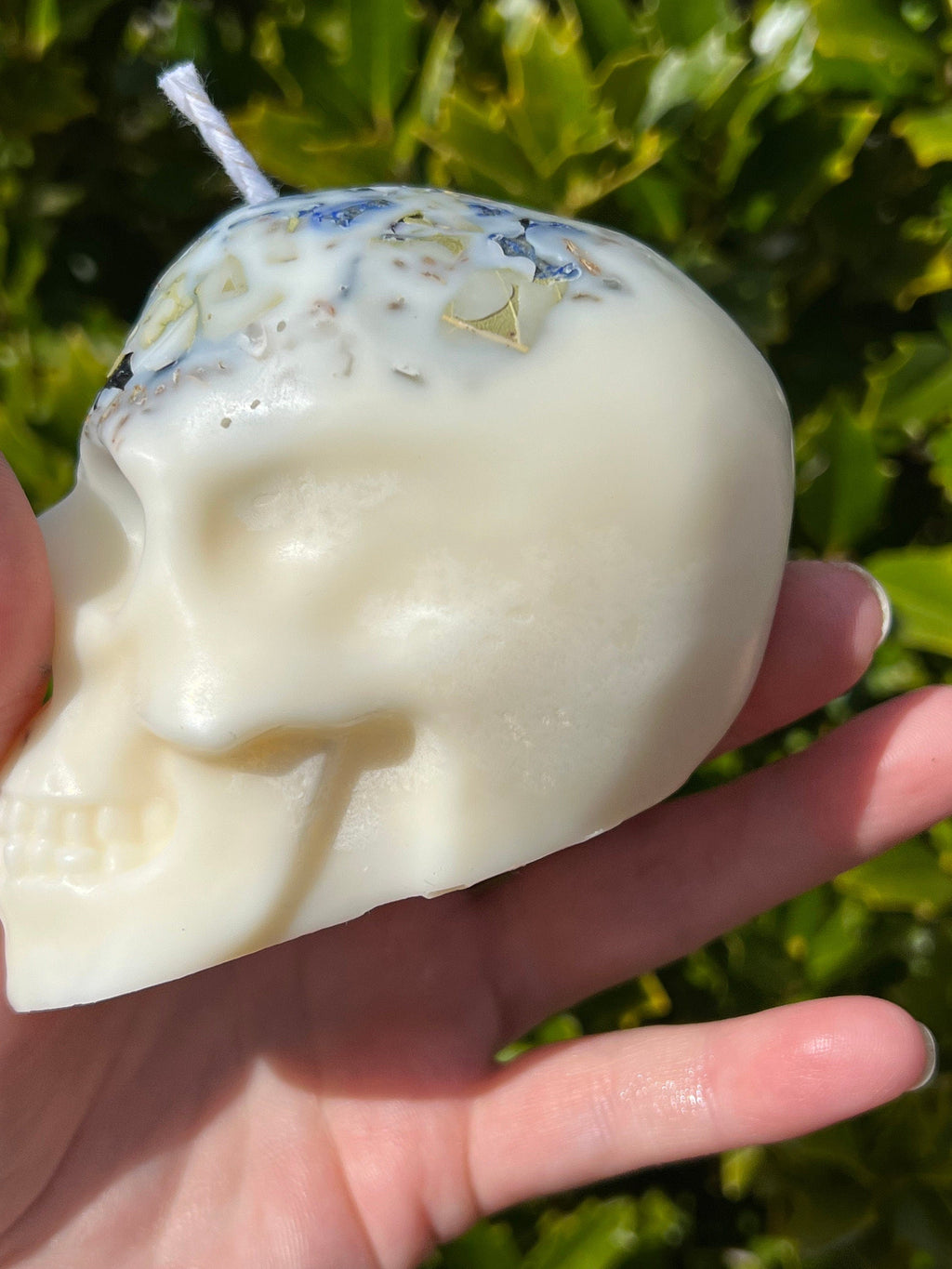 Witches Shield of Protection Herbal Intention Large Skull Crystal Candle | Ritual Altar Tool Stone Spell Scented Soy Gift Dragons Blood | | Wiccan Center
