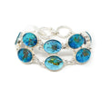 Vintage Large Blue Green Glass Stone Modernist Sterling Silver Cuff Bracelet | Jewelry > Bracelets | Wiccan Center
