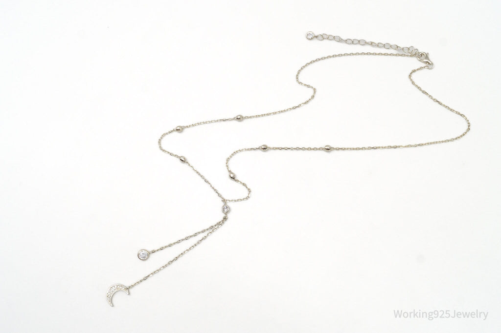 Vintage Cubic Zirconia Moon Charm Sterling Silver Necklace | Jewelry > Necklaces | Wiccan Center