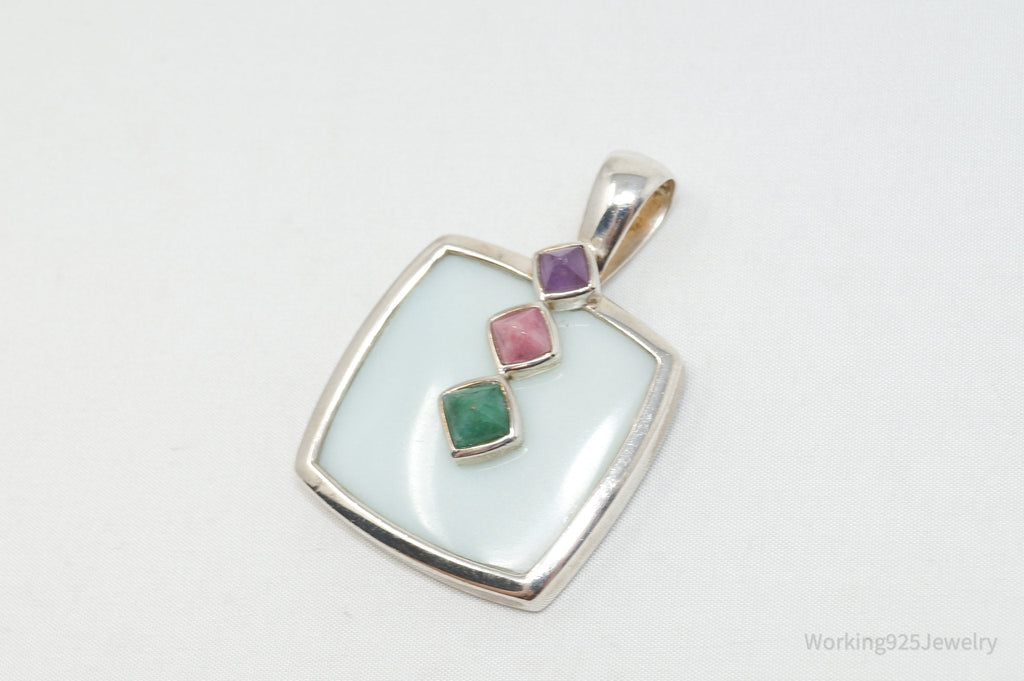 Designer Whitney Kelly Designs Multi Color Jade Sterling Silver Necklace Pendant | Jewelry > Necklaces > Pendants | Wiccan Center