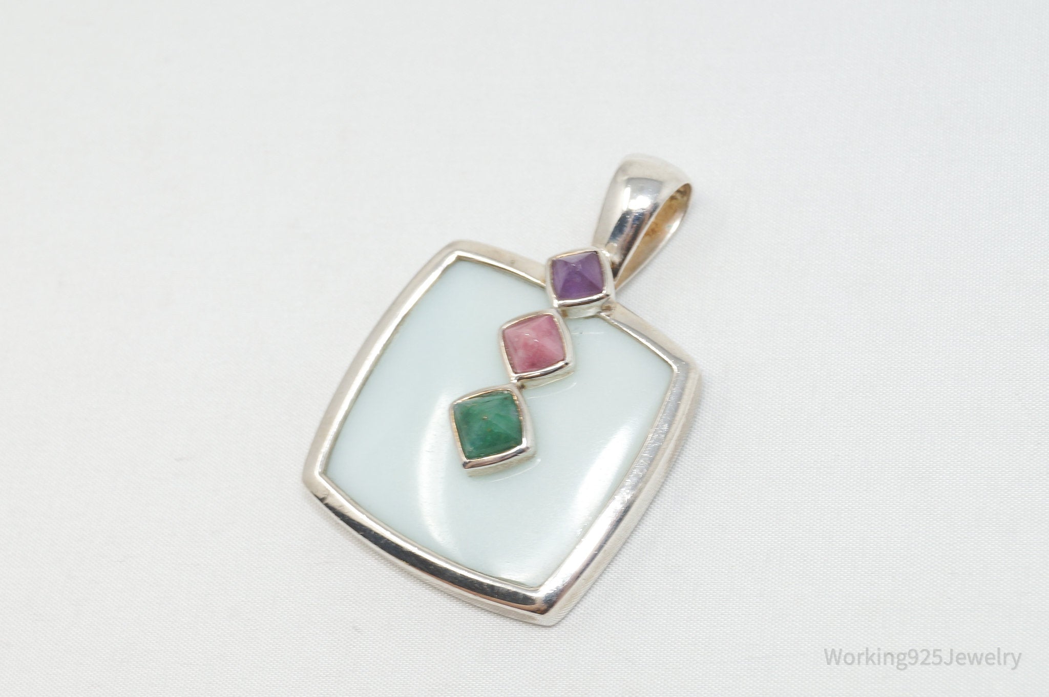 Designer Whitney Kelly Designs Multi Color Jade Sterling Silver Necklace Pendant | Jewelry > Necklaces > Pendants | Wiccan Center