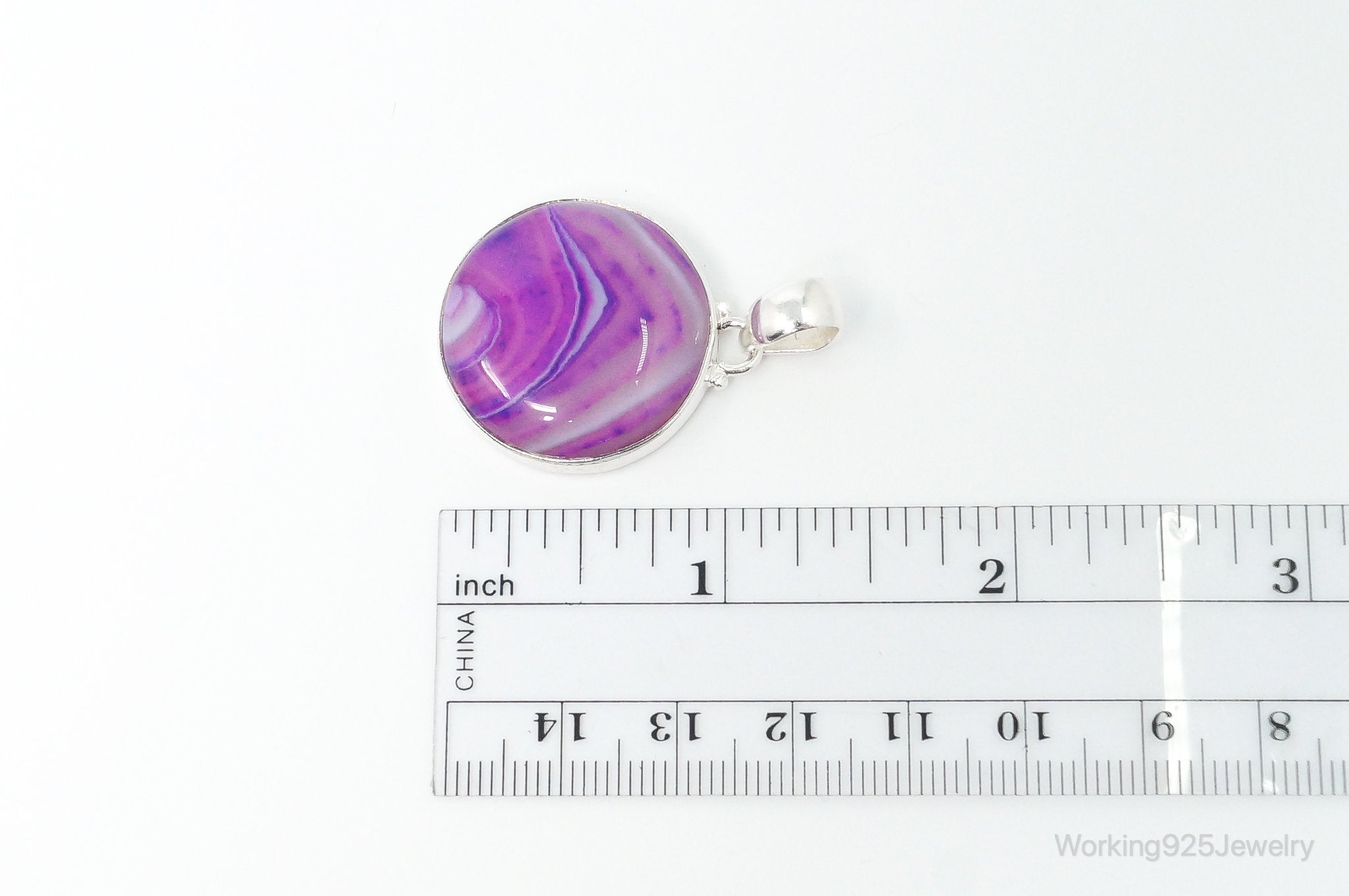 Vintage Designer TGGC Large Pink Agate Sterling Silver Necklace Pendant | Jewelry > Necklaces > Pendants | Wiccan Center
