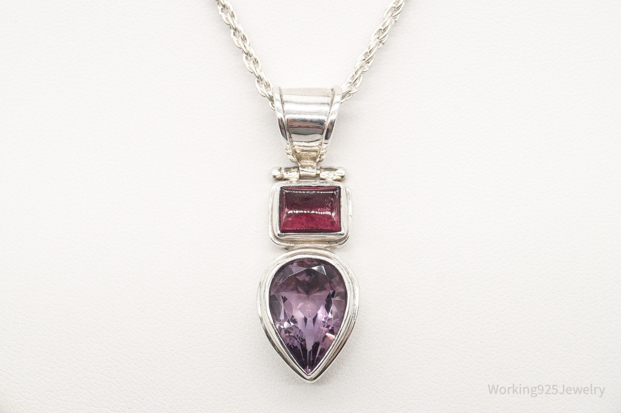 Vintage Amethyst Rhodolite Garnet Sterling Silver Necklace | Jewelry > Necklaces > Pendants | Wiccan Center
