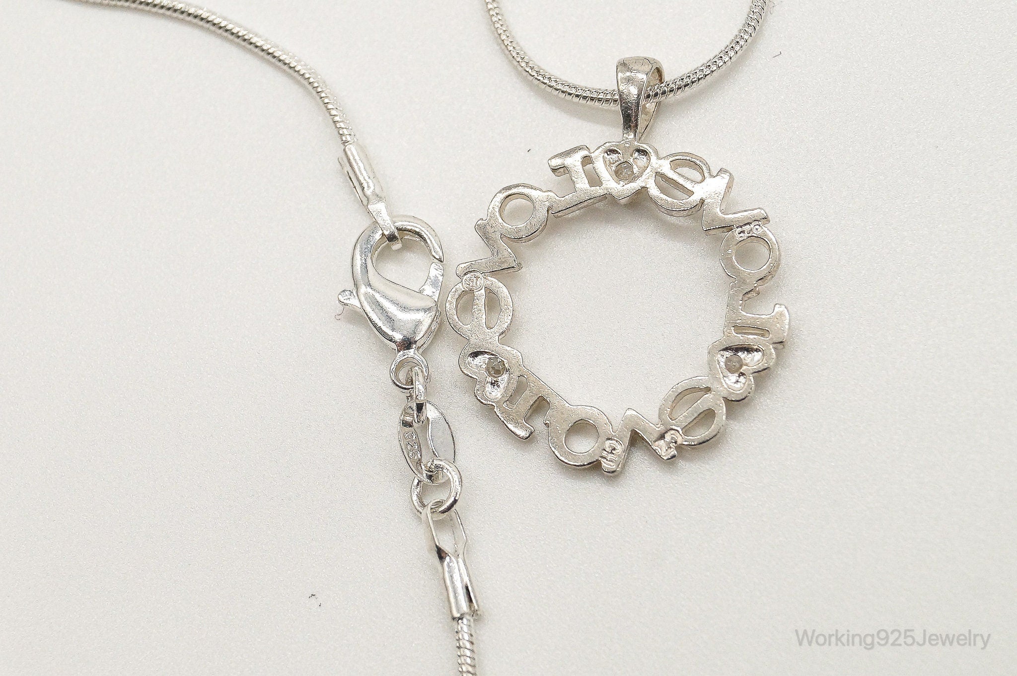 Vintage Cubic Zirconia "Love" Sterling Silver Necklace | Jewelry > Necklaces > Pendants | Wiccan Center