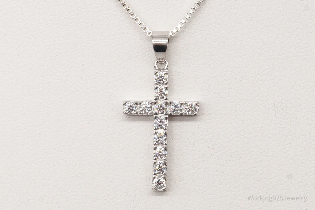 Vintage Cubic Zirconia Cross Sterling Silver Necklace | Jewelry > Necklaces | Wiccan Center