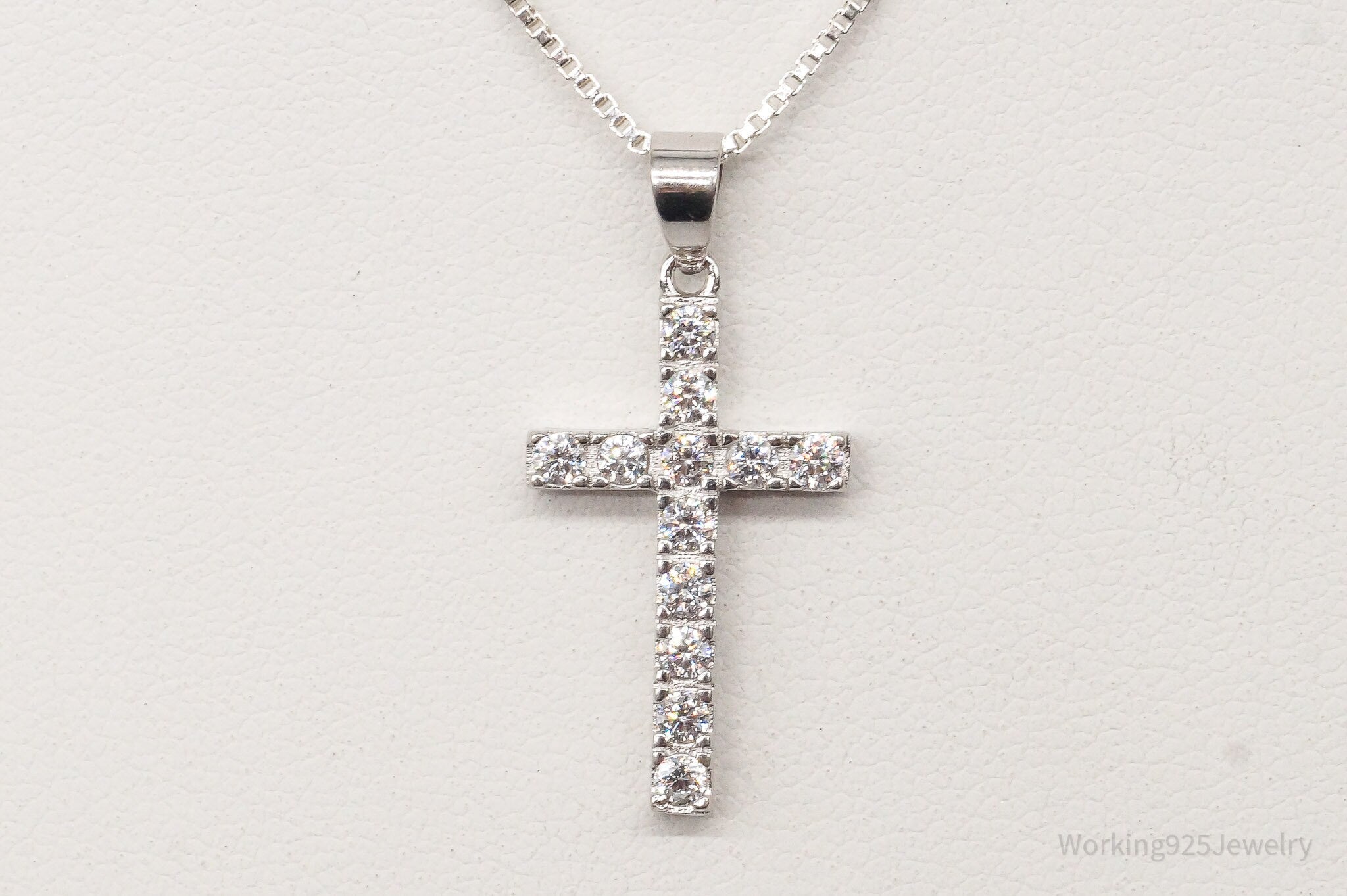 Vintage Cubic Zirconia Cross Sterling Silver Necklace | Jewelry > Necklaces | Wiccan Center