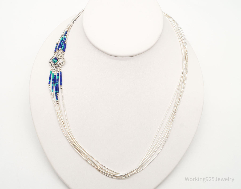 Vintage Native American Azurite Bead Concho Sterling Silver Chain Necklace | Jewelry > Necklaces | Wiccan Center