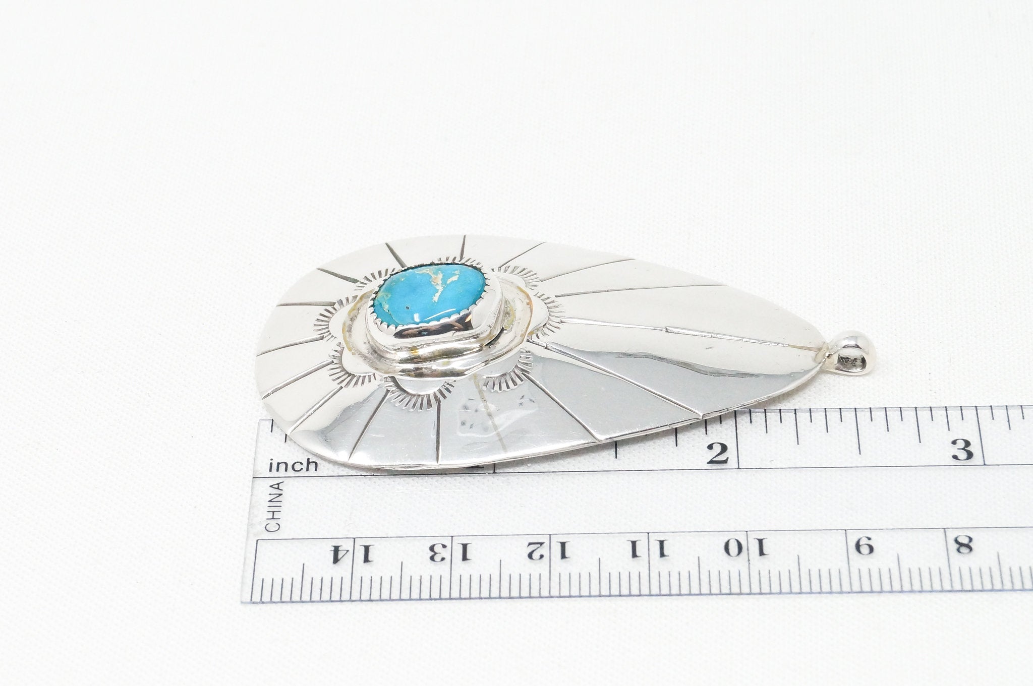 Vtg Native American Eddie Chee Turquoise Sterling Silver Necklace Pendant | Jewelry > Necklaces > Pendants | Wiccan Center