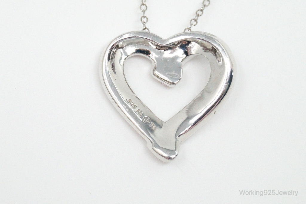 Vintage Designer RL Heart Pink Cubic Zirconia Sterling Silver Necklace | Jewelry > Necklaces > Pendants | Wiccan Center