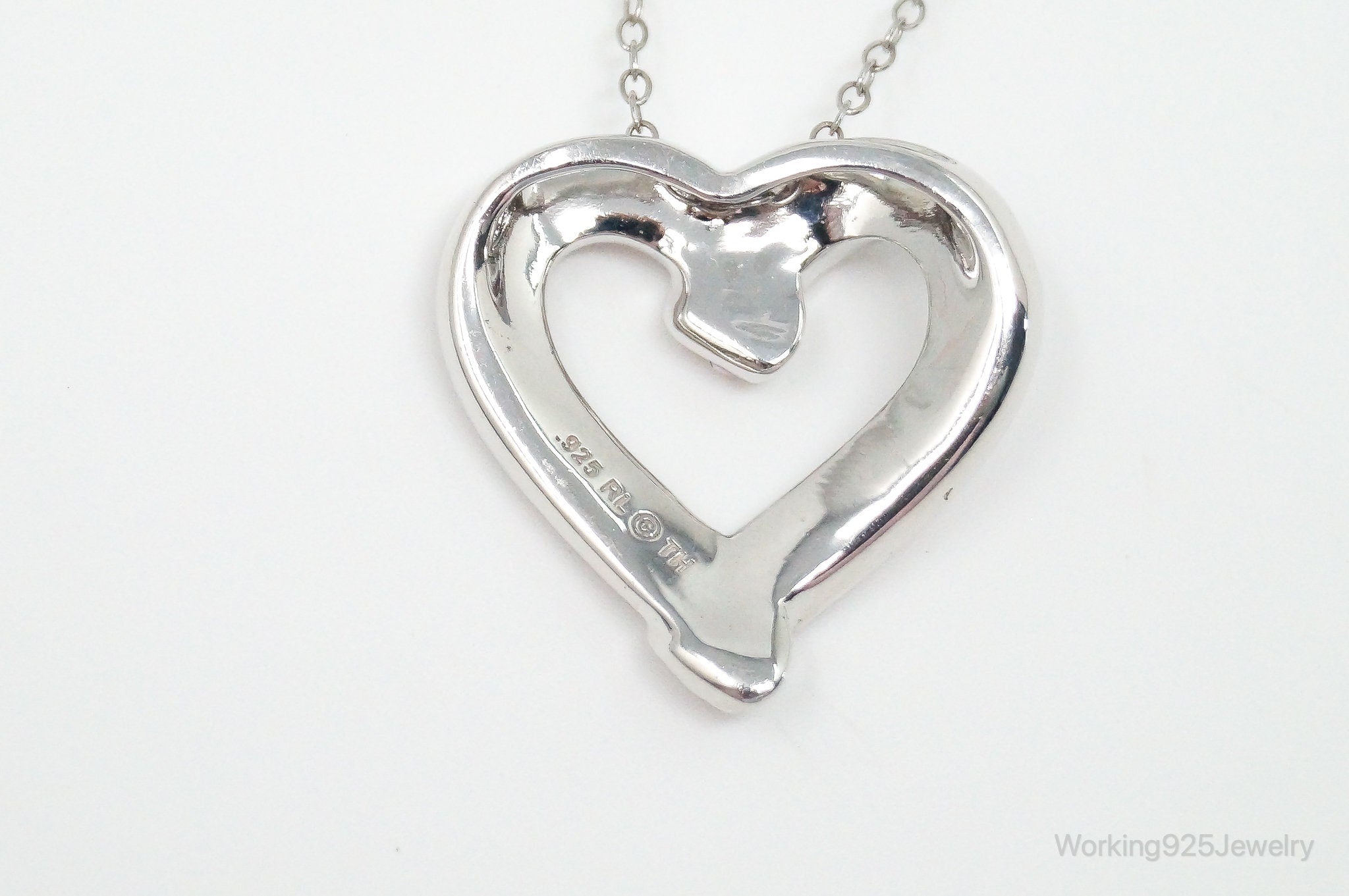 Vintage Designer RL Heart Pink Cubic Zirconia Sterling Silver Necklace | Jewelry > Necklaces > Pendants | Wiccan Center