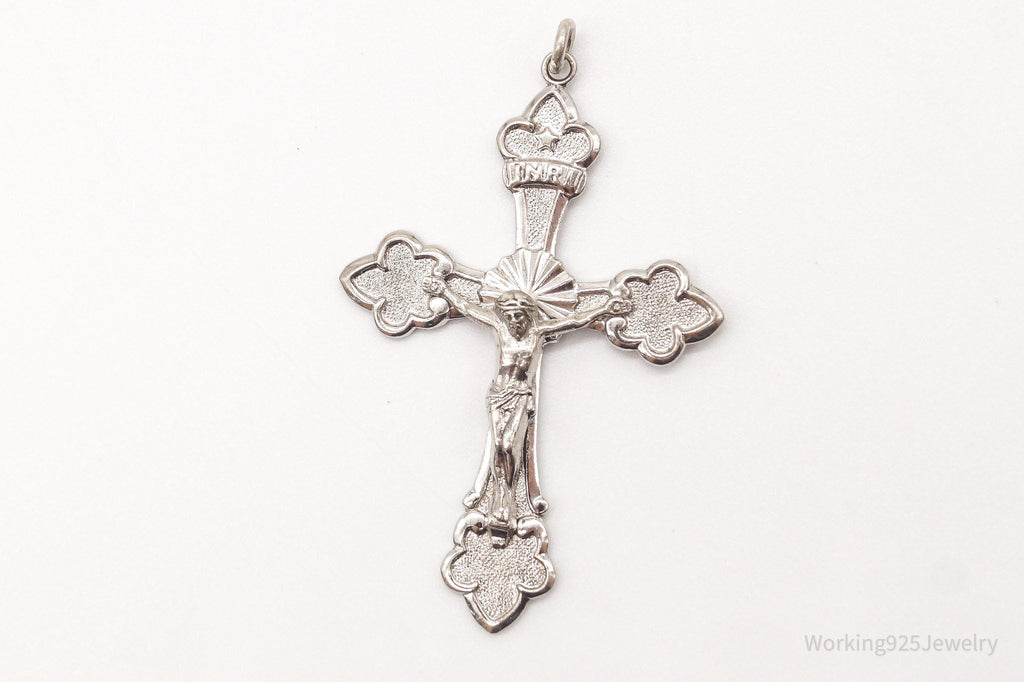 Large Antique INRI Crucifix Cross Sterling Silver Pendant | Jewelry > Necklaces > Pendants | Wiccan Center