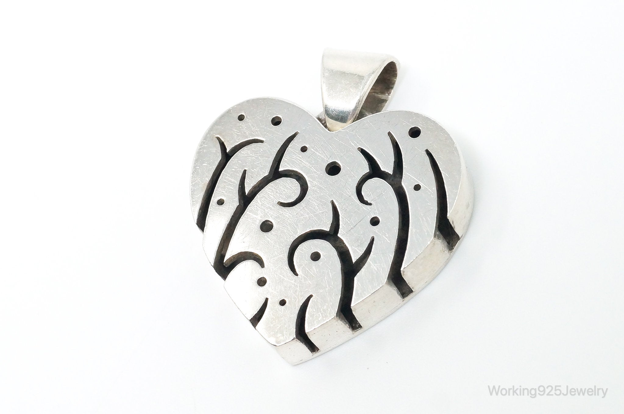 Vintage Designer Heart Trees & Stars Sterling Silver Pendant | Jewelry > Necklaces > Pendants | Wiccan Center