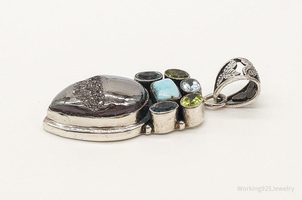 Vintage Multi Gemstone Sterling Silver Necklace Pendant | Jewelry > Necklaces > Pendants | Wiccan Center