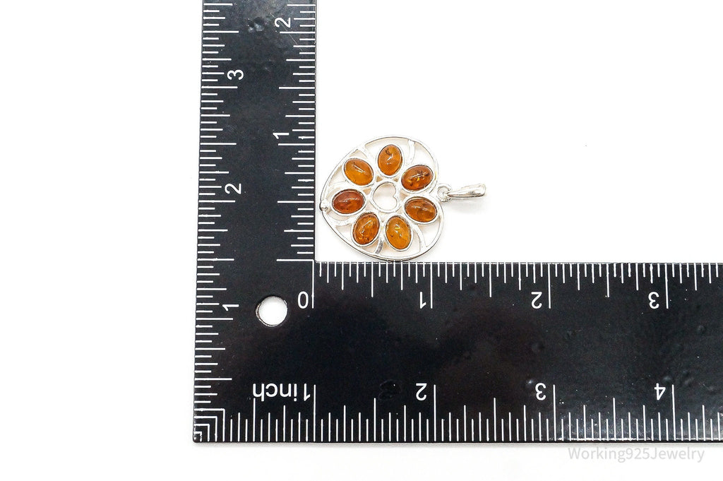Vintage Amber Heart Modernist Sterling Silver Pendant | Jewelry > Necklaces > Pendants | Wiccan Center