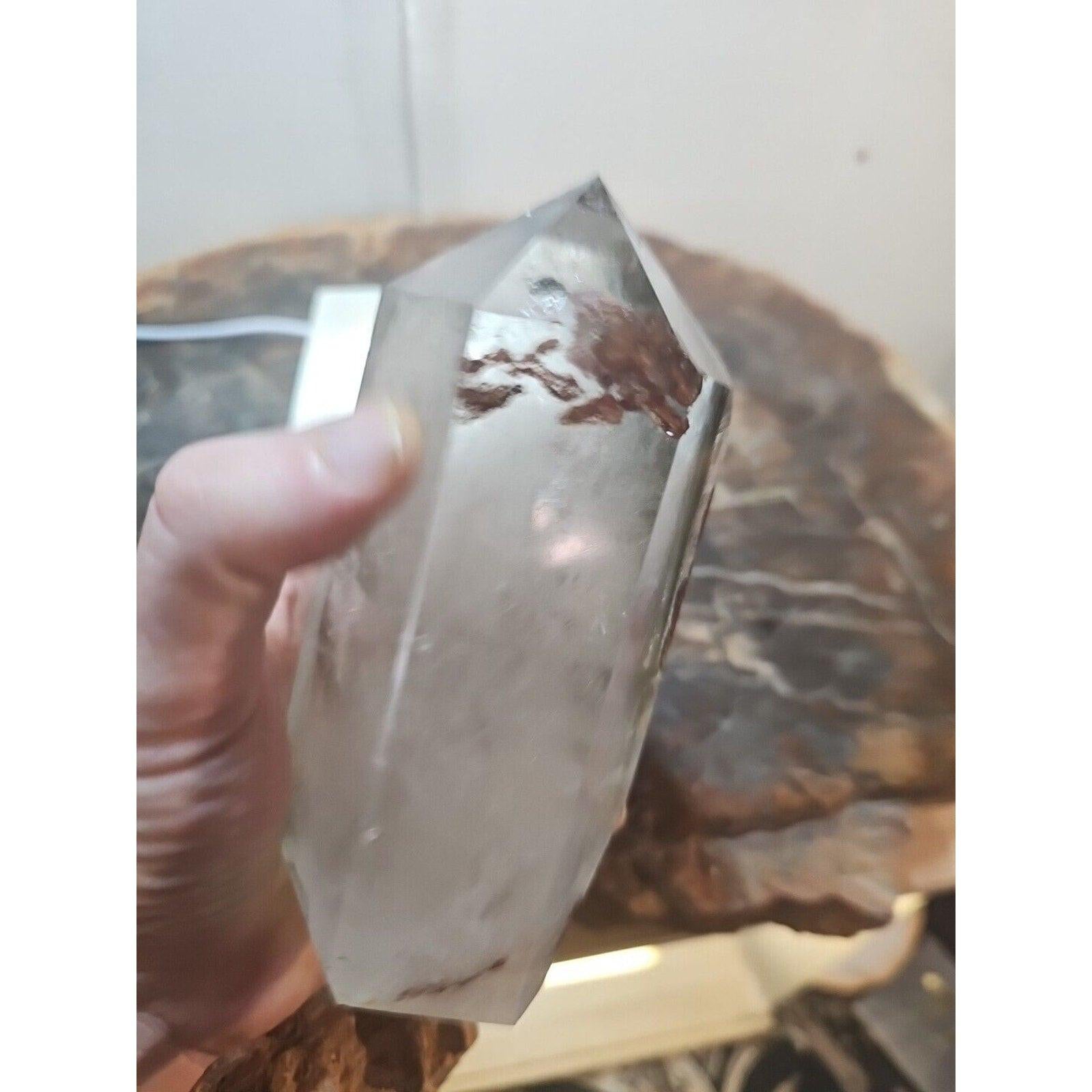Madagascar Green Ghost Phantom Quartz Obelisk - 1.73LB Vitreous Healing Point | CrystalCloud Company | Crystal Points & Towers | Wiccan Center