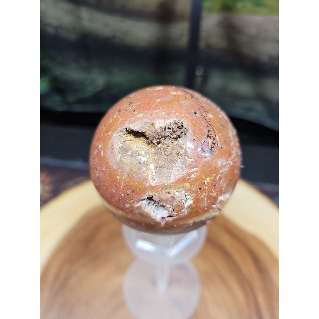 0.74 lb Vesuvianite Agate Carnelian Geode Sphere