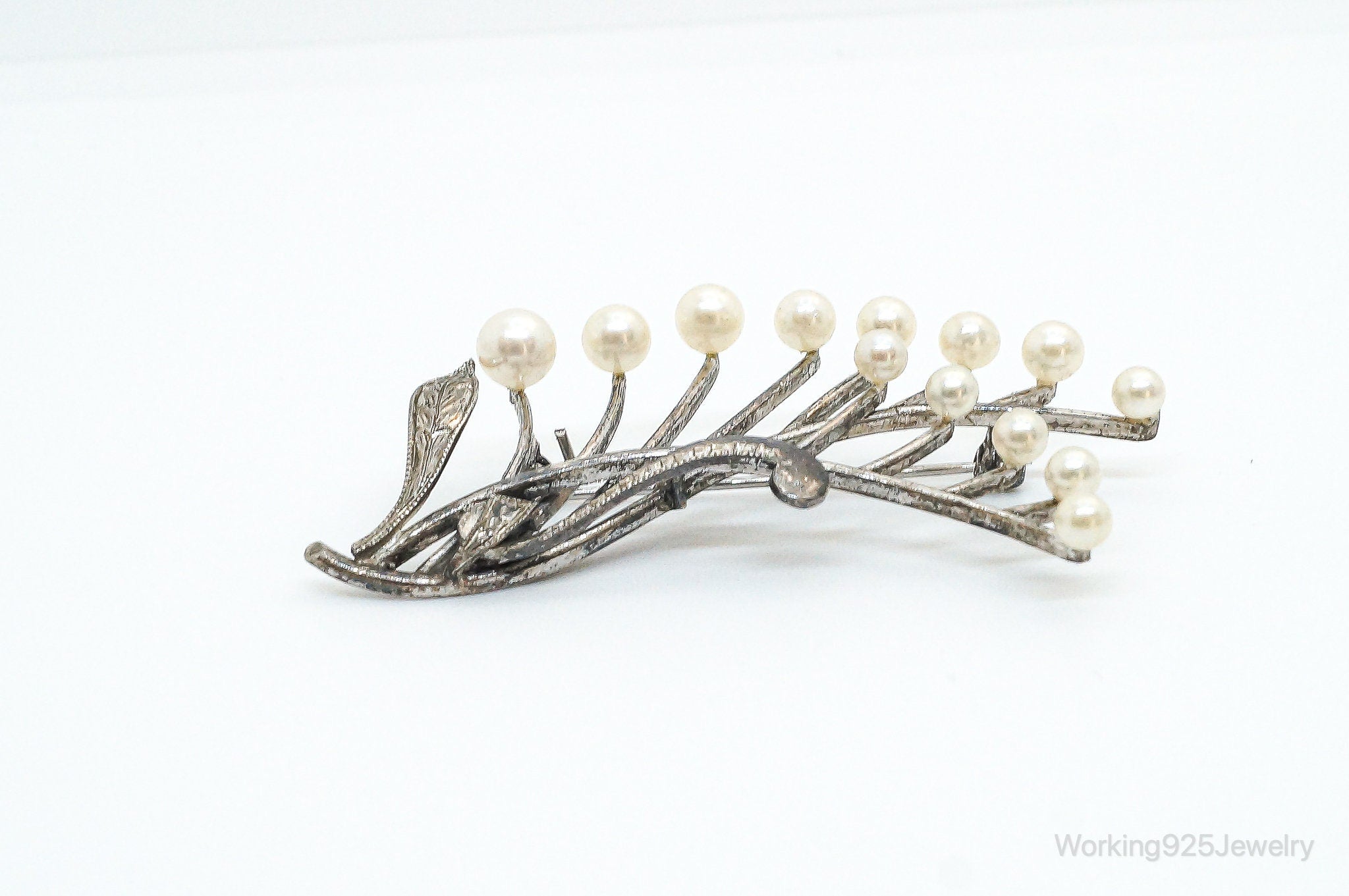 Large Antique Faux Pearl Sterling Silver Brooch Pin | Jewelry > Brooches, Pins & Clips | Wiccan Center