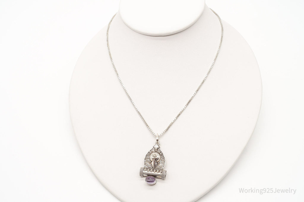Vintage Amethyst Bali Style Filigree Sterling Silver Necklace | Jewelry > Necklaces > Pendants | Wiccan Center