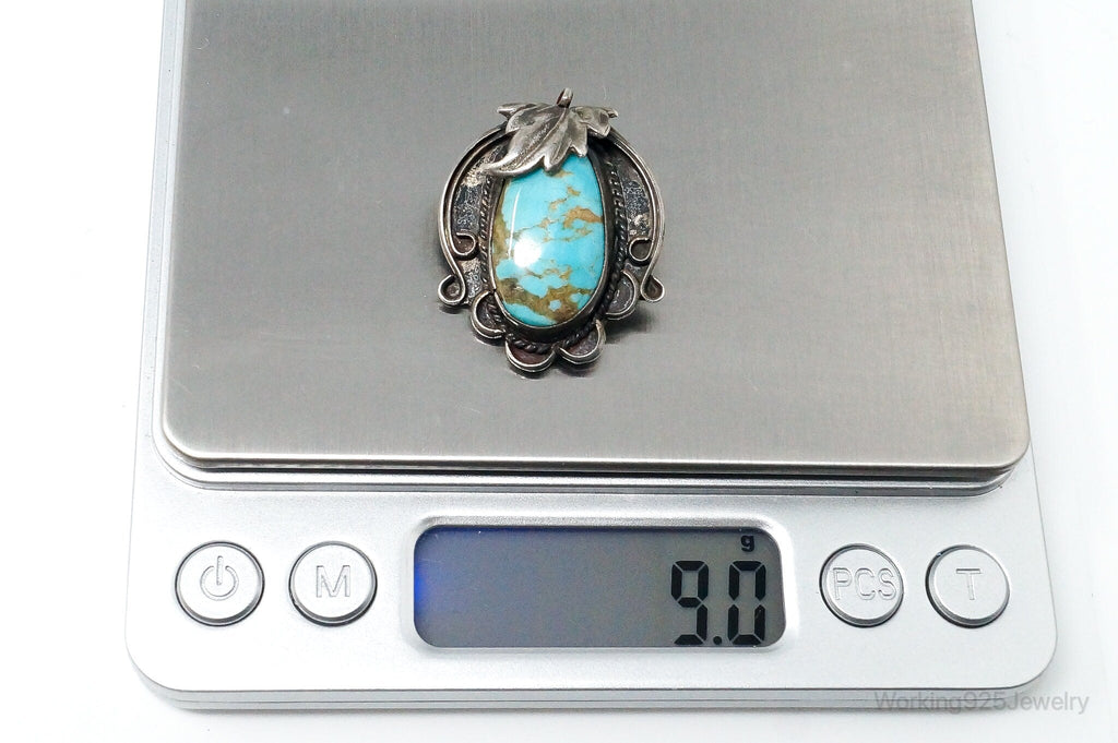 Vintage Native American Unsigned Turquoise Sterling Silver Pendant Brooch Pin | Jewelry > Necklaces > Pendants | Wiccan Center