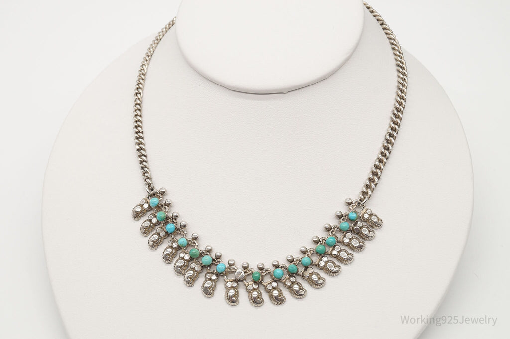 Handmade Vintage Native American Unsigned Turquoise Silver Necklace | Jewelry > Necklaces > Pendants | Wiccan Center